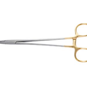 Chirurgische schaar met goudkleurige ringgrepen voor dentale procedures
