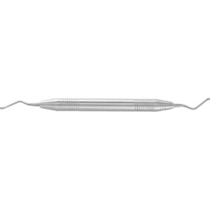 Dubbelzijdig chirurgisch instrument met gebogen uiteinden voor precisiewerk tijdens dentale procedures