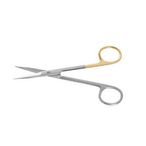 Chirurgische schaar met goudkleurige ringgreep voor dentale procedures