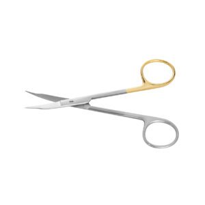 Chirurgische schaar met goudkleurige ringgreep voor dentale procedures