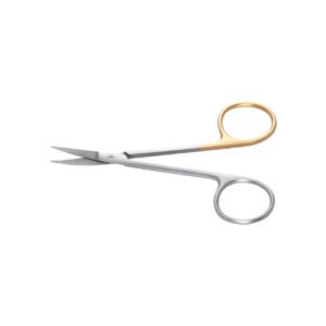Chirurgische schaar met goudkleurige ringgreep voor dentale procedures
