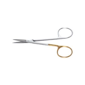 Chirurgische schaar met goudkleurige ringgreep voor dentale procedures