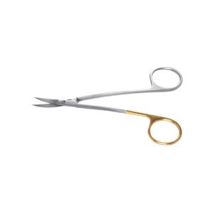Chirurgische schaar met goudkleurige ringgreep voor dentale procedures