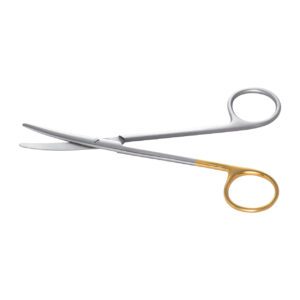 Chirurgische schaar met goudkleurige ringgreep voor dentale procedures