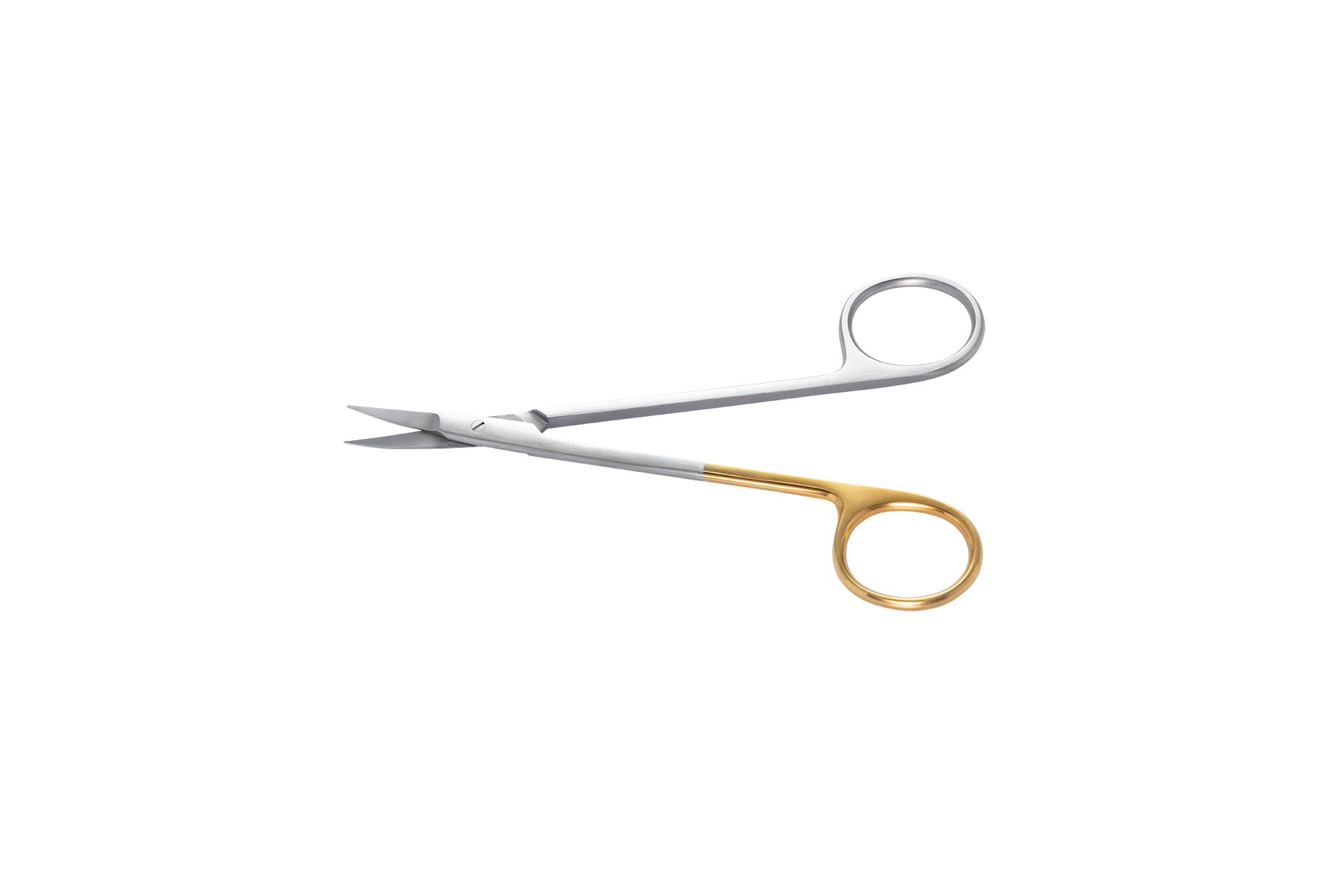 Chirurgische schaar met rechte bladen en goudkleurige ringgreep voor dentale procedures