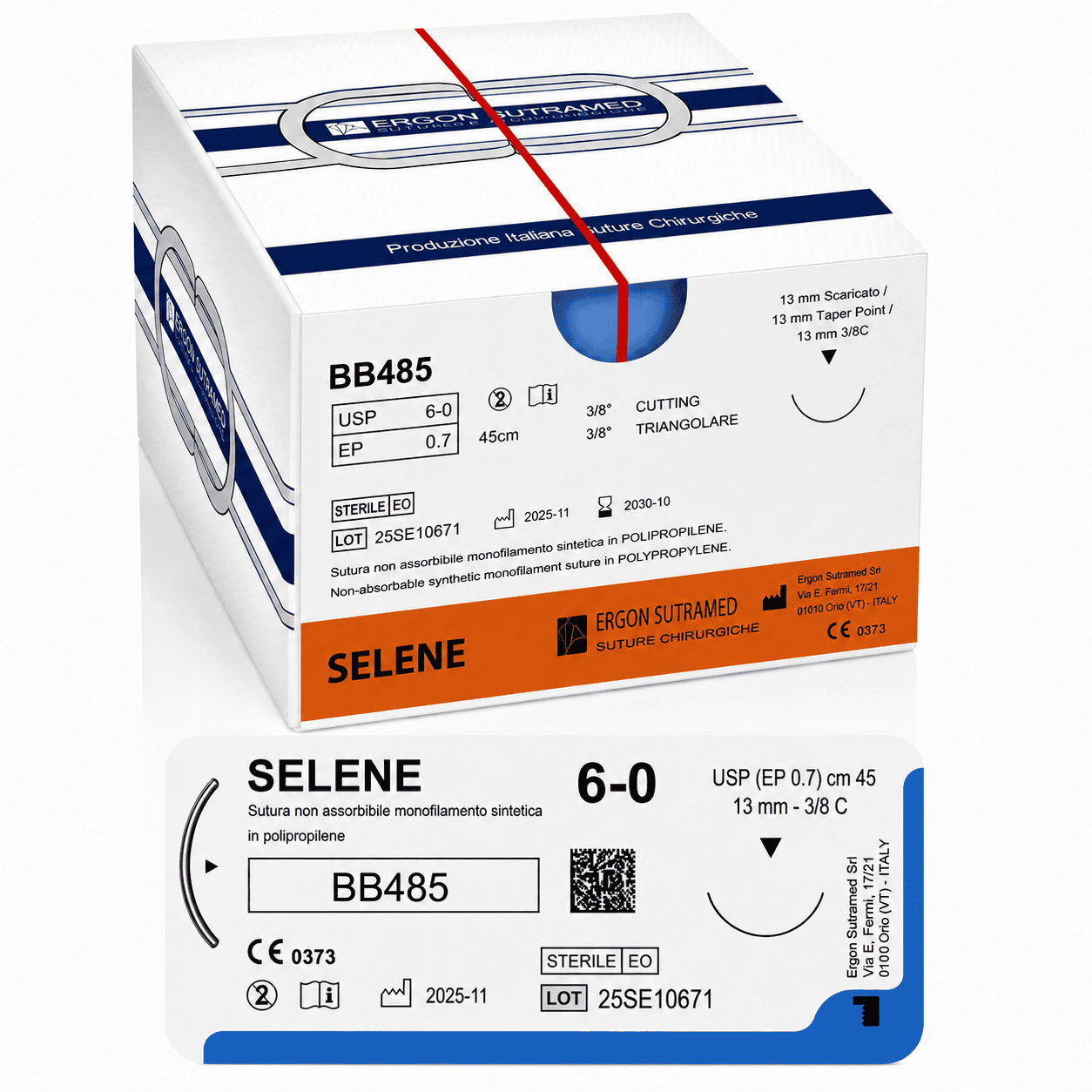 Selene 6-0, 45cm, blauw, 3/8C snijdend, 13mm