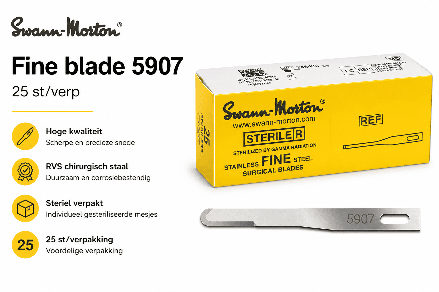 Micro scalpel blades SM67, steriel 25 st/verp