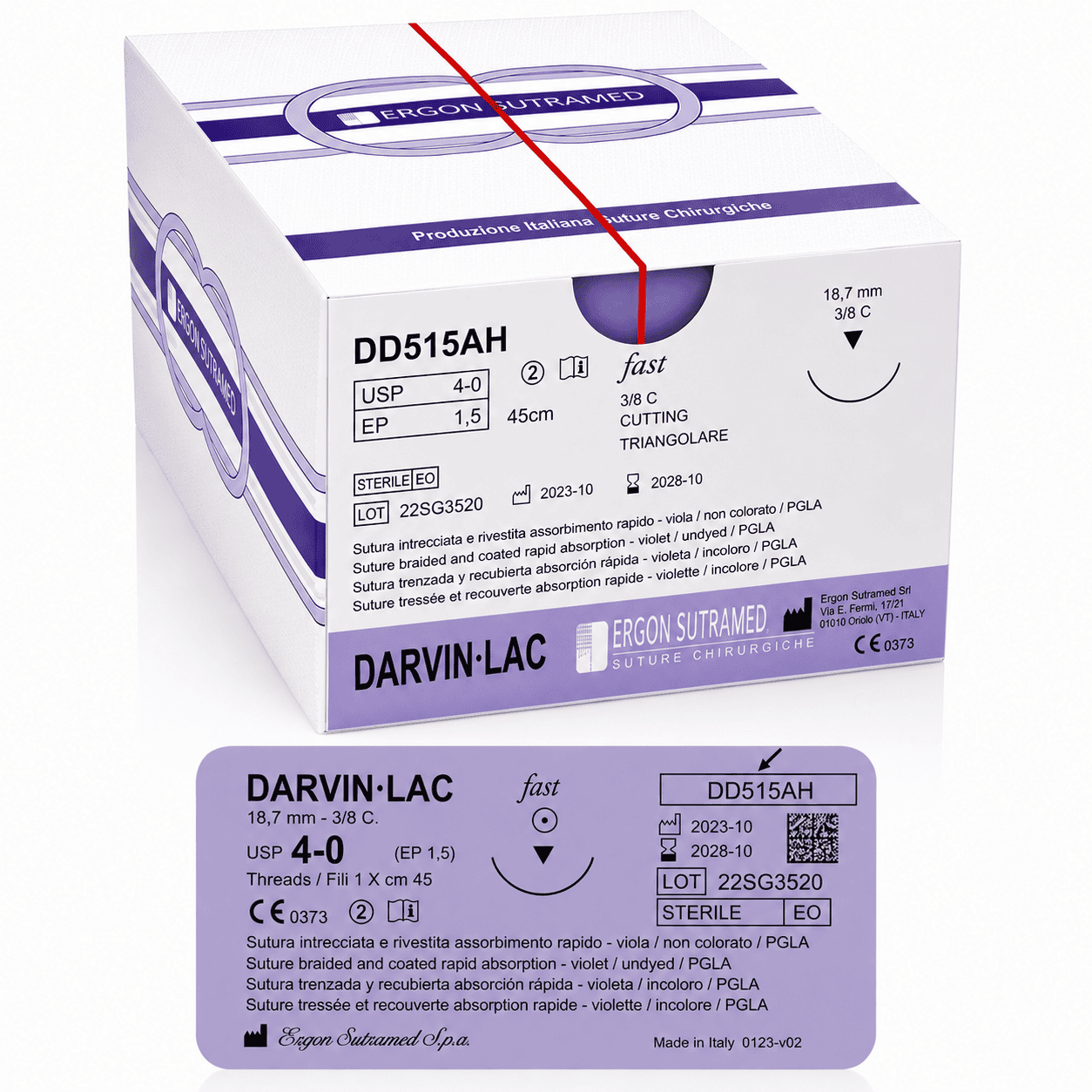 DD515AH - Darvin 4-0 violet, 18,7 mm naald 3/8C, 45 cm, 36 st/verp