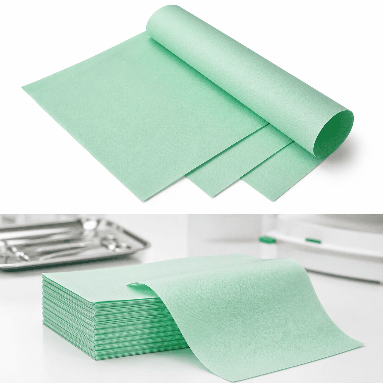 Sterilisatie papier 50x50cm, groen (500 st.)