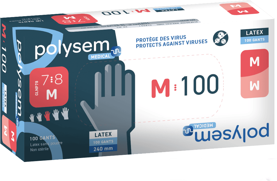 Doos met 100 poedervrije Polysem handschoenen