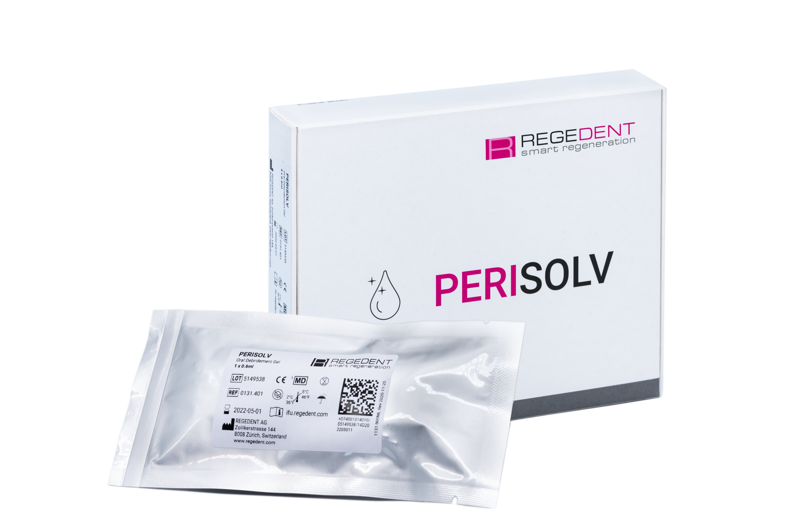 Productverpakking Regedent Perisolv voor weefselregeneratie in de tandheelkunde