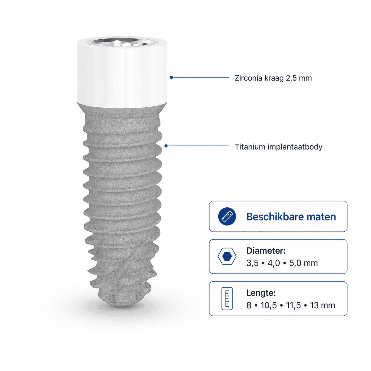 TBR Z1-Infinity implantaat – zirconia kraag 2,5 mm