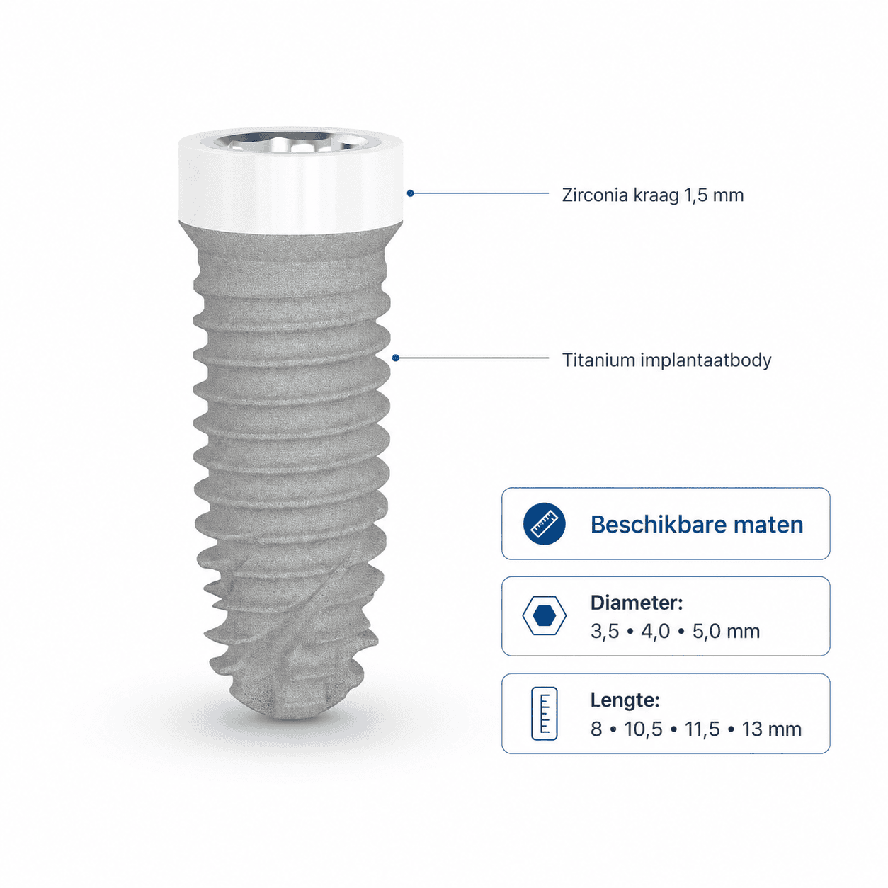 TBR Z1-Infinity implantaat – zirconia kraag 1,5 mm